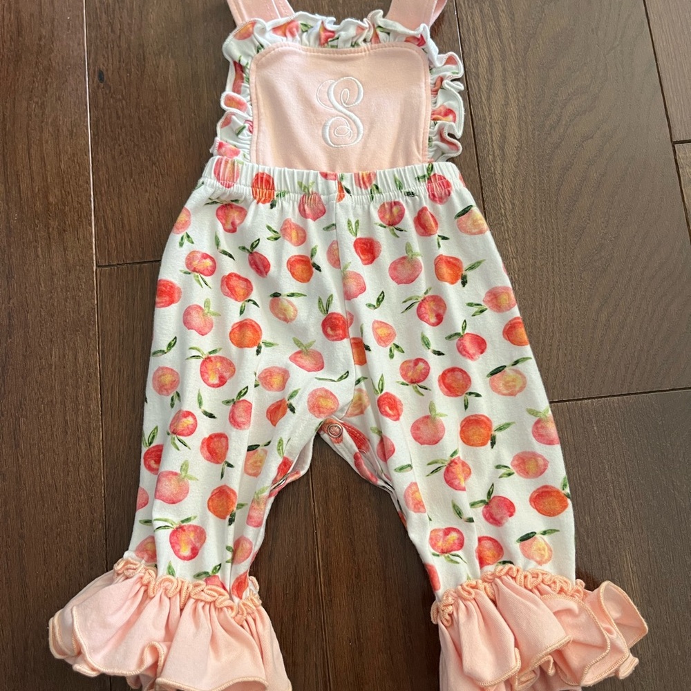 Peach Print Ruffle Kids Romper